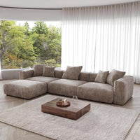 Matrix Modern Modular Sofas | Brown Corduroy Couch Sectionals 3-seaters with 1 Ottoman