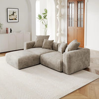 Matrix Modern Modular Sofas | Brown Corduroy Loveseats 2-seaters with 1 Ottoman