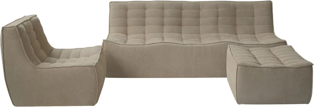 Essential Classic Floor Sofas | 3-Piece Khaki Chenille and Linen Sofa Sets 6-Seater