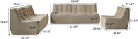 Essential Classic Floor Sofas | Khaki Chenille and Linen Couch Sectionals 6-seaters