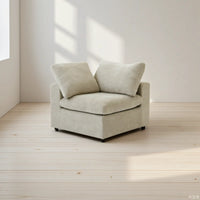 Deluxe Premium Cloud Sectional Sofas | 1-Piece Khaki Cotton and Linen Armless Single Sofa 1-seater
