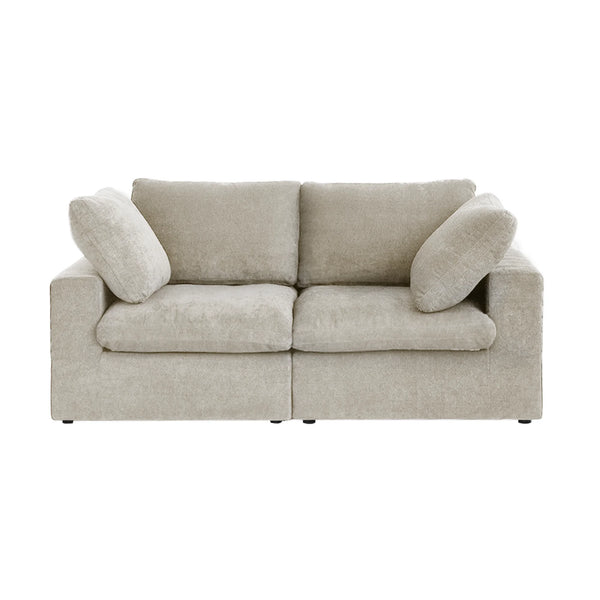 Deluxe Premium Cloud Sectional Sofas Covers | Khaki Cotton and Linen Sofa Cover for 2-Seater