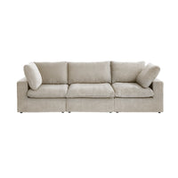 Deluxe Premium Cloud Sectional Sofas Covers | Khaki Cotton and Linen Sofa Cover for 3-Seater