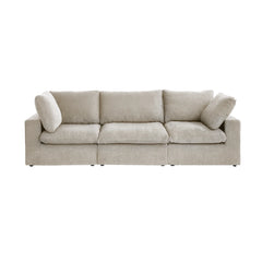Deluxe Premium Cloud Sectional Sofas Covers | Khaki Cotton and Linen Sofa Cover for 3-Seater