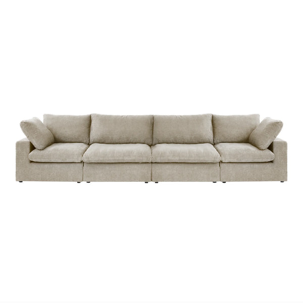 Deluxe Premium Cloud Sectional Sofas Covers | Khaki Cotton and Linen Sofa Cover for 4-Seater