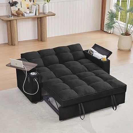Latitude Run Convertible Pull Out Sofa Bed Best Pull-Out Convertible Sofa with USB