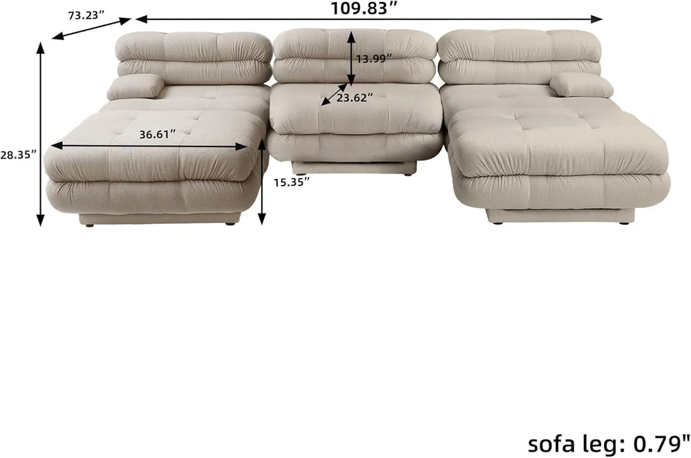 Matrix Italian Modular Sofas | Light Brown Teddy Velvet Couch Sectionals 3-seaters