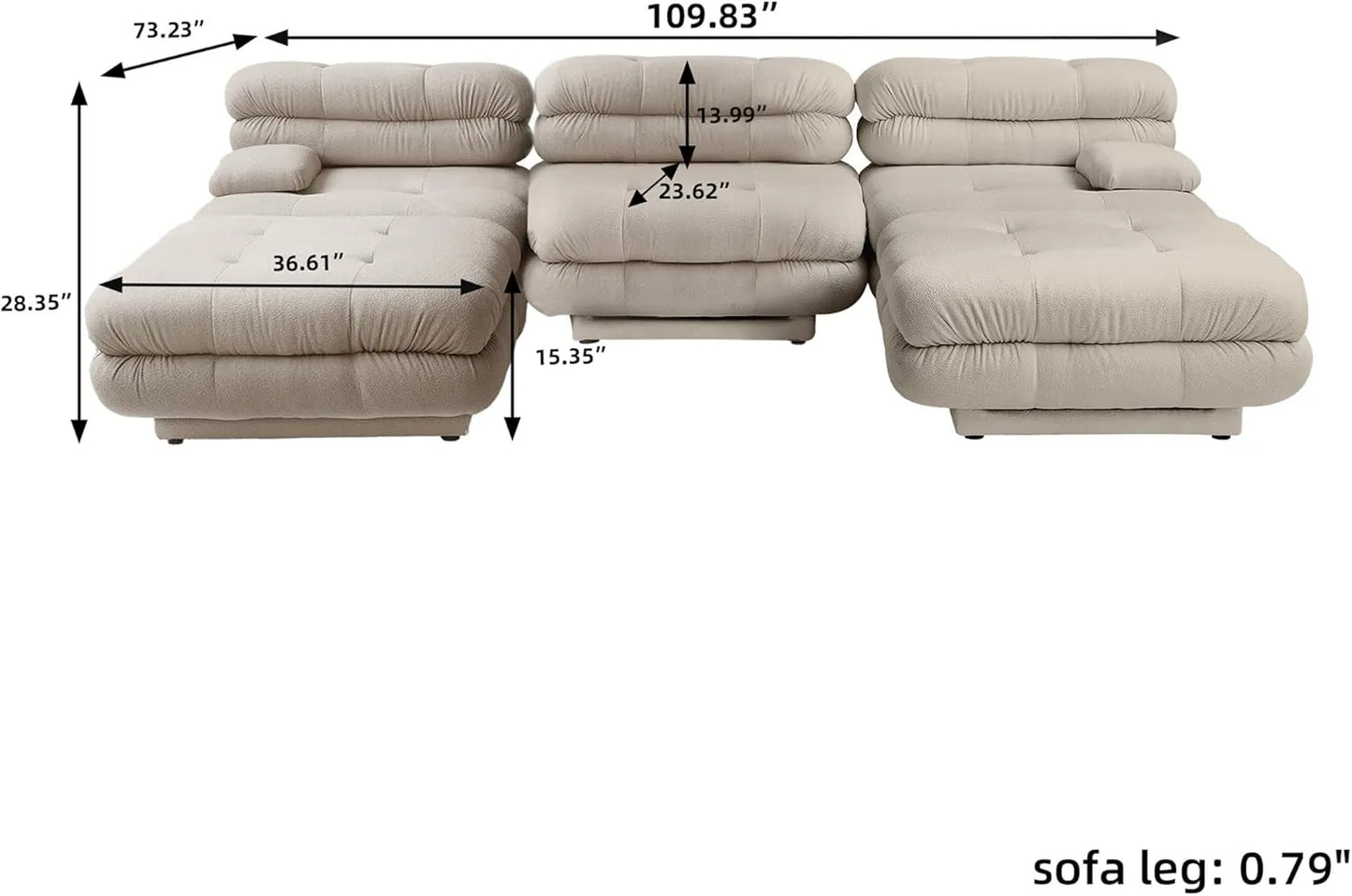Matrix Italian Modular Sofas | Light Brown Teddy Velvet Couch Sectionals 3-seaters