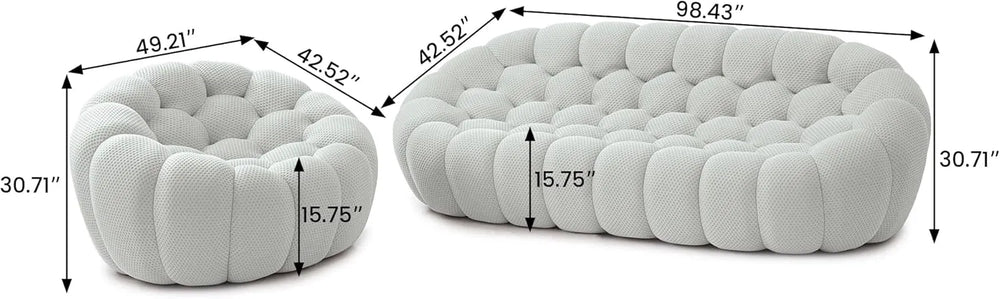 Essential Floor Sofas | Light Grey 3D Knitted Fabric Couch Sectionals 4-seaters