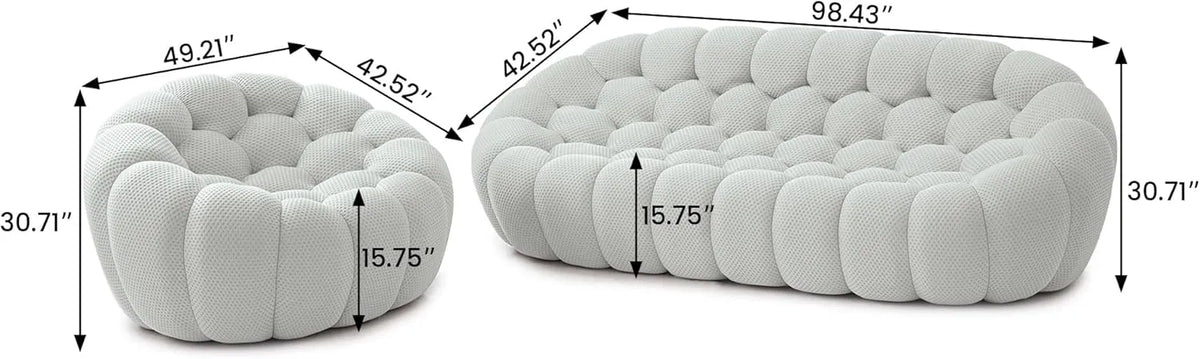 Sofás de suelo esenciales | Sofá seccional en forma de L de 2 piezas, 4 plazas, tejido de punto 3D gris claro