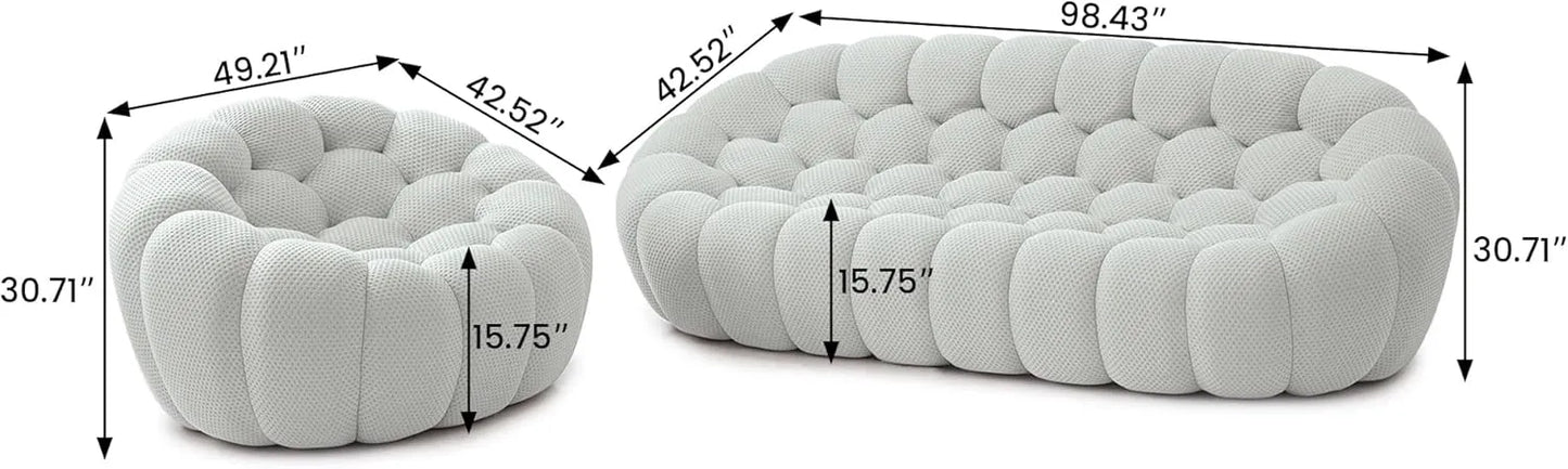 Essential Floor Sofas | Light Grey 3D Knitted Fabric Couch Sectionals 4-seaters
