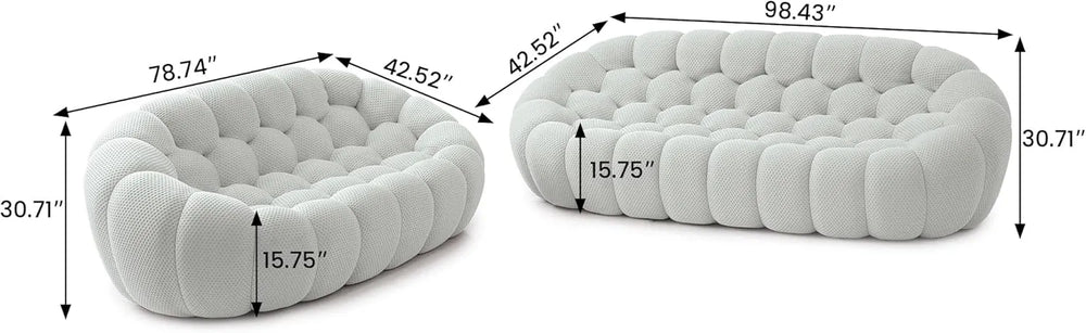 Essential Floor Sofas | 2-Piece Light Grey 3D Knitted Fabric Sofa Sets 5-seaters