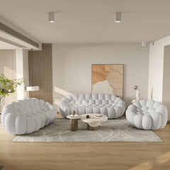 Essential Floor Sofas | Light Grey 3D Knitted Fabric Couch Sectionals 6-seaters
