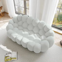 Essential Floor Sofas | Light Grey 3D Knitted Fabric Loveseats 2-seaters