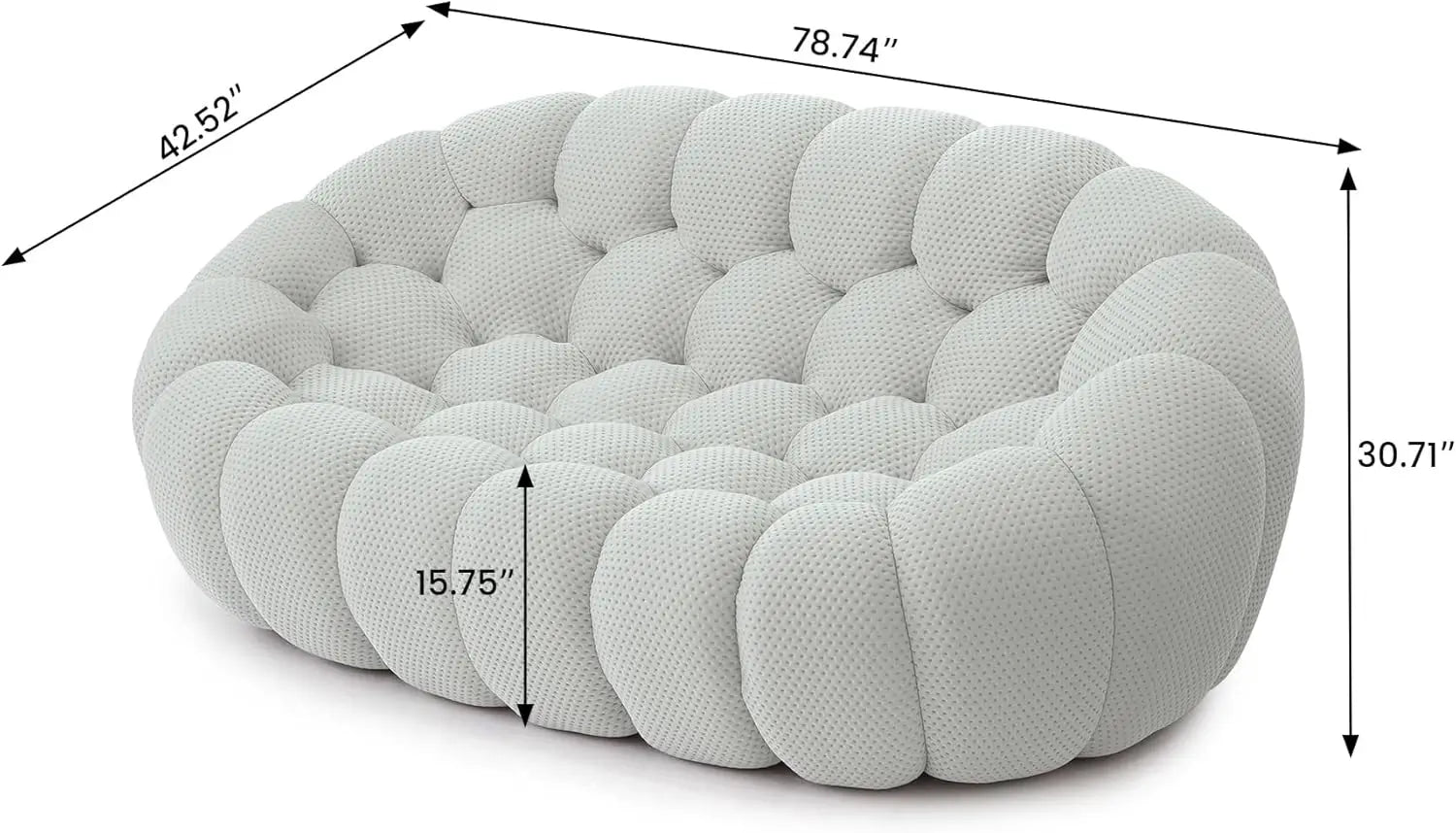 Essential 2-Seater light-grey 3D-Knitted Fabric Loveseats | 1-Piece, 3D-Knitted Fabric, Small Space