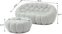 Essential Floor Sofas | Light Grey 3D Knitted Fabric Loveseats 2-seaters with 1 Ottoman