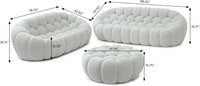 Essential Floor Sofas | 3-Piece Light Grey 3D Knitted Fabric Sofa Sets 5-seaters