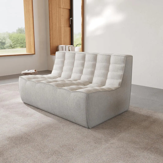 Essential Classic Floor Sofas | Light Grey Chenille and Linen Loveseats 2-seaters