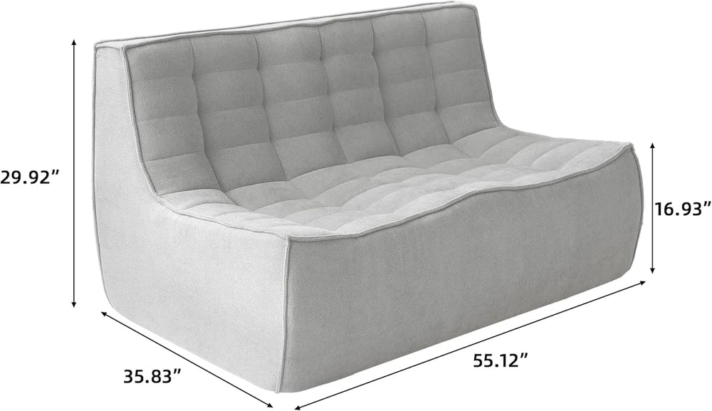 Essential Classic Floor Sofas | Light Grey Chenille and Linen Loveseats 2-seaters