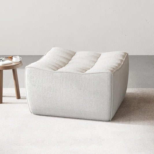 Essential Classic Floor Sofas | Light Grey Chenille and Linen Ottomans