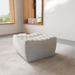 Essential Classic Floor Sofas | Light Grey Chenille and Linen Ottomans