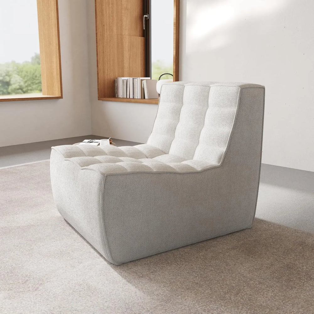 Essential Classic Floor Sofas | Light Grey Chenille and Linen Single Seat 1-seater