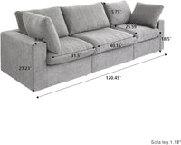 Deluxe Premium Cloud Sectional Sofas | Light Grey Cotton and Linen Couch Sectionals 3-seaters