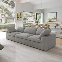 Deluxe Premium Cloud Sectional Sofas | Light Grey Cotton and Linen Couch Sectionals 3-seaters