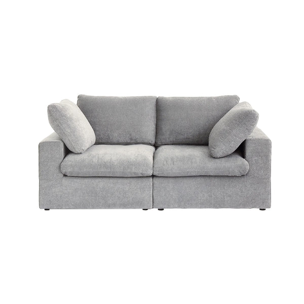 Deluxe Premium Cloud Sectional Sofas Covers | Light Grey Cotton and Linen Sofa Cover for 2-seater