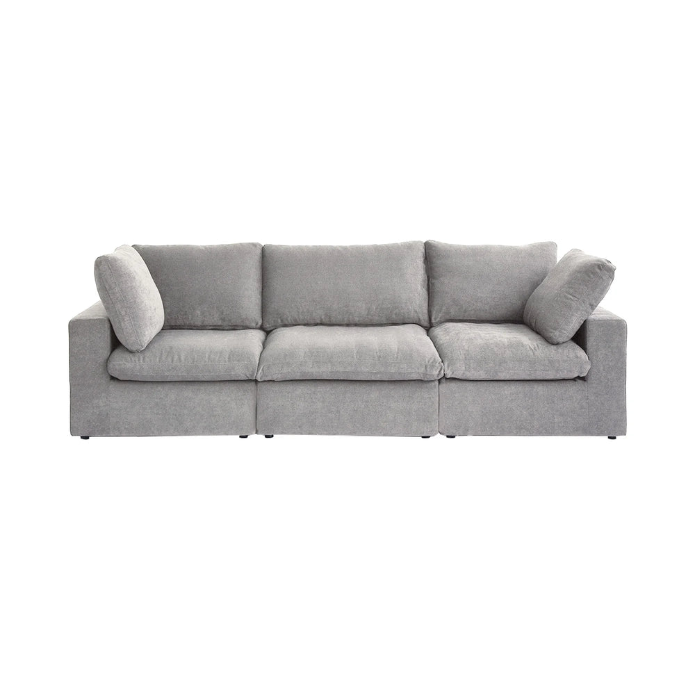 Deluxe Premium Cloud Sectional Sofas Covers | Light Grey Cotton and Linen Sofa Cover for 3-Seater