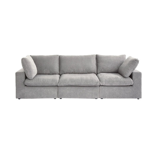 Deluxe Premium Cloud Sectional Sofas Covers | Light Grey Cotton and Linen Sofa Cover for 3-Seater
