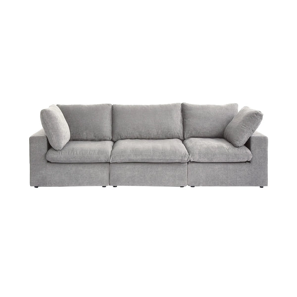 Deluxe Premium Cloud Sectional Sofas Covers | Light Grey Cotton and Linen Sofa Cover for 3-Seater