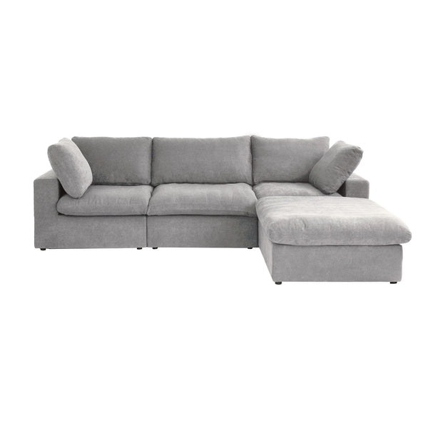 Deluxe Premium Cloud Sectional Sofas Covers | Light Grey Cotton and Linen Sofa Cover for 3-Seater With Ottoman
