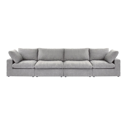 Deluxe Premium Cloud Sectional Sofas Covers | Light Grey Cotton and Linen Sofa Cover for 4-Seater