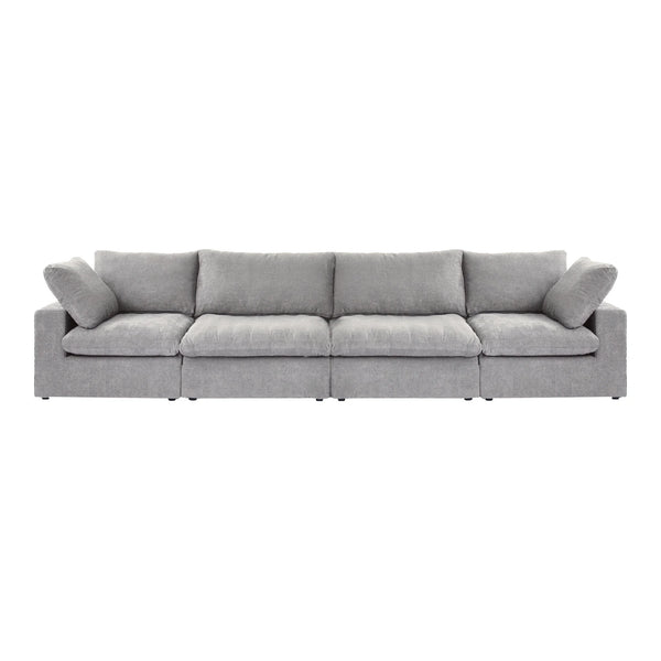 Deluxe Premium Cloud Sectional Sofas Covers | Light Grey Cotton and Linen Sofa Cover for 4-Seater