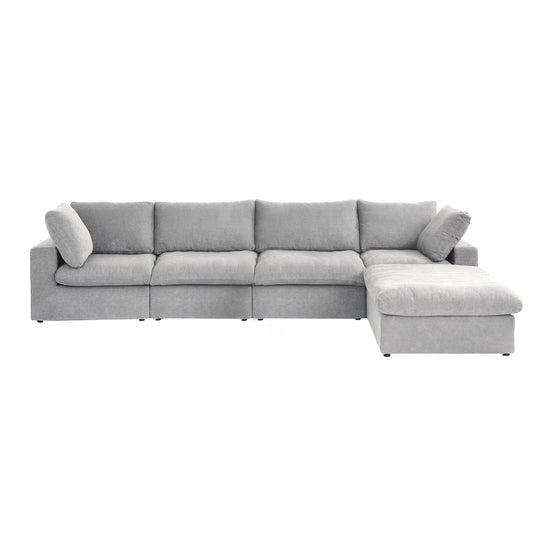 Deluxe Premium Cloud Sectional Sofas Covers | Light Grey Cotton and Linen Sofa Cover for 4-Seater With Ottoman