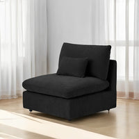 Deluxe Slope Cloud Sectional Sofas | Linen Black Single Sofa 40" Adjustable Backrest Pillows 1-Seater
