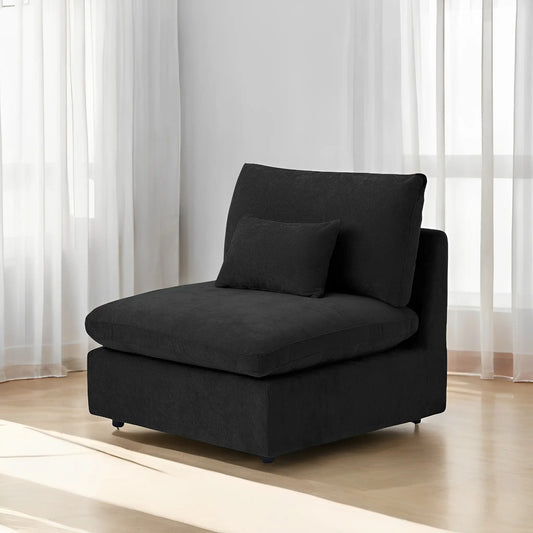 Deluxe Slope Cloud Sectional Sofas | Linen Black Single Sofa 40" Adjustable Backrest Pillows 1-Seater