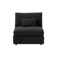 Deluxe Slope Cloud Sectional Sofas | Linen Black Single Sofa 40" Adjustable Backrest Pillows 1-Seater