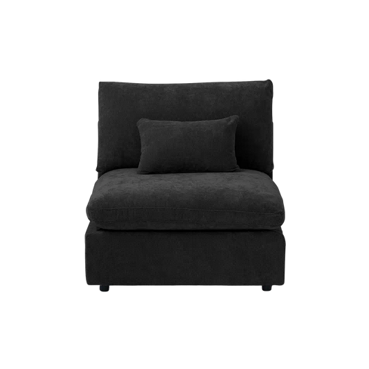 Deluxe Slope Cloud Sectional Sofas | Linen Black Single Sofa 40" Adjustable Backrest Pillows 1-Seater
