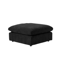 Deluxe Slope Cloud Sectional Sofas | Linen Black Ottomans 40" Modular Design 1-Seater