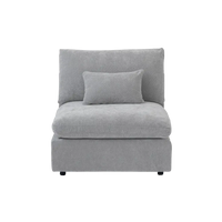 Deluxe Slope Cloud Sectional Sofas | Linen Light Grey Single Sofa 40" Adjustable Backrest Pillows 1-Seater