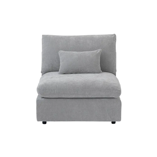 Deluxe Slope Cloud Sectional Sofas | Linen Light Grey Single Sofa 40" Adjustable Backrest Pillows 1-Seater
