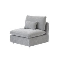 Deluxe Slope Cloud Sectional Sofas | Linen Light Grey Single Sofa 40" Adjustable Backrest Pillows 1-Seater
