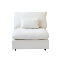Deluxe Slope Cloud Sectional Sofas | Linen White Single Sofa 40" Adjustable Backrest Pillows 1-Seater