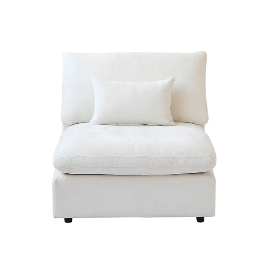Deluxe Slope Cloud Sectional Sofas | Linen White Single Sofa 40" Adjustable Backrest Pillows 1-Seater