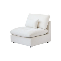 Deluxe Slope Cloud Sectional Sofas | Linen White Single Sofa 40" Adjustable Backrest Pillows 1-Seater