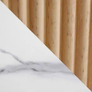 Mesa de centro de piedra sinterizada Aero | 86 cm, redonda, de nogal, con 2 cajones