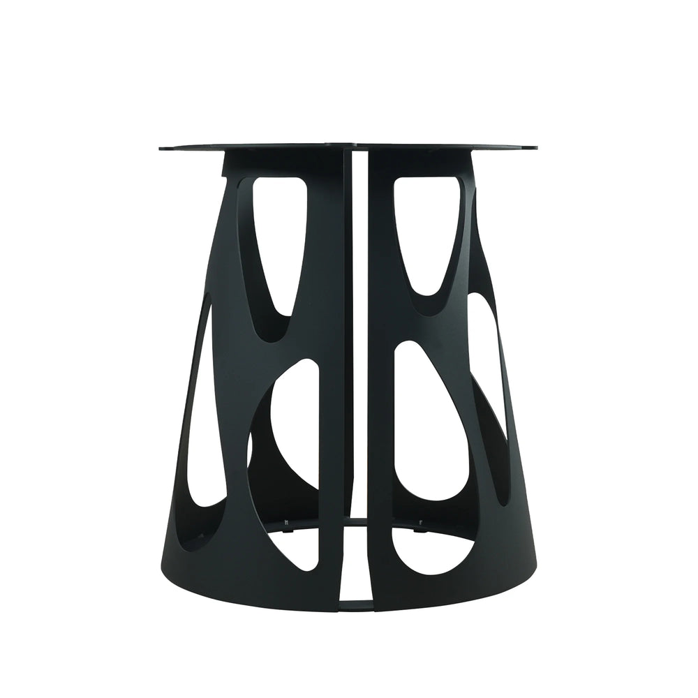 Marbella Sintered Stone Dining Table | 59" Matte Black Round With Lazy Susan Turntable