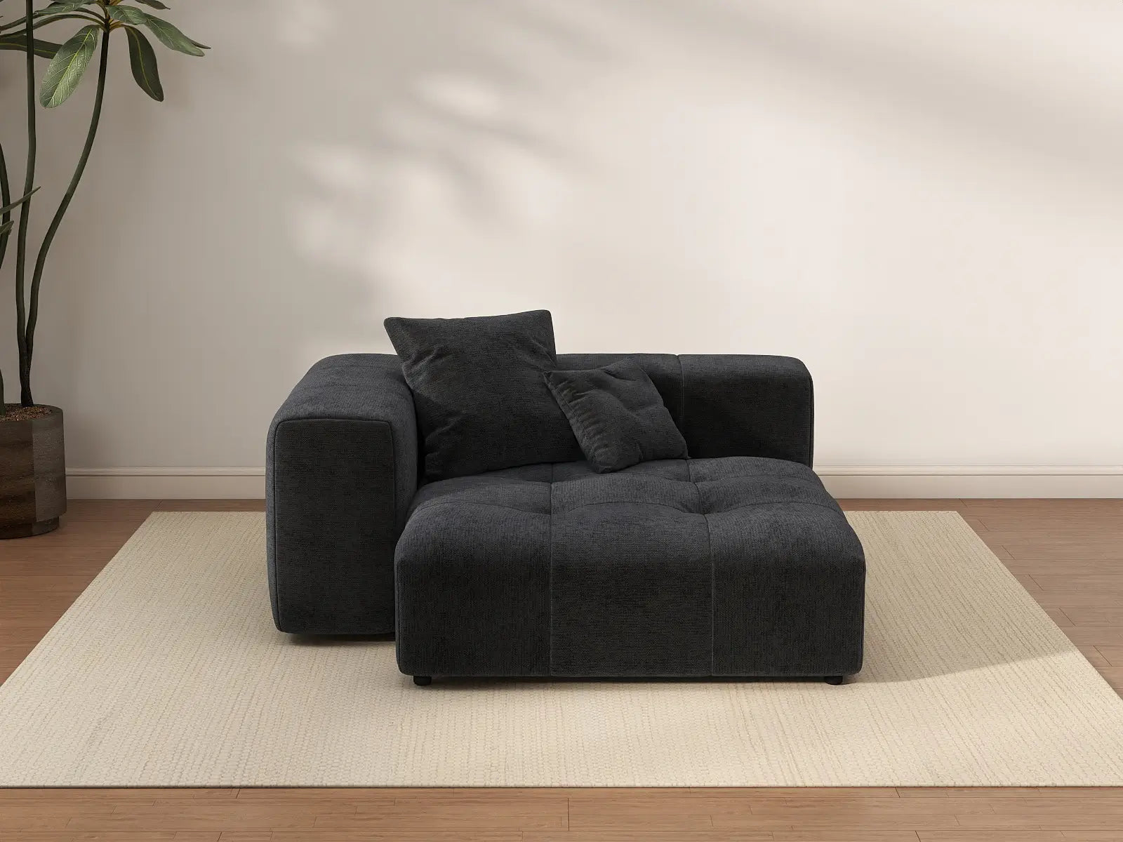 Matrix 1-Seater Black Linen Single Sofa | 1-Piece, Living Room Accent, Modular Design